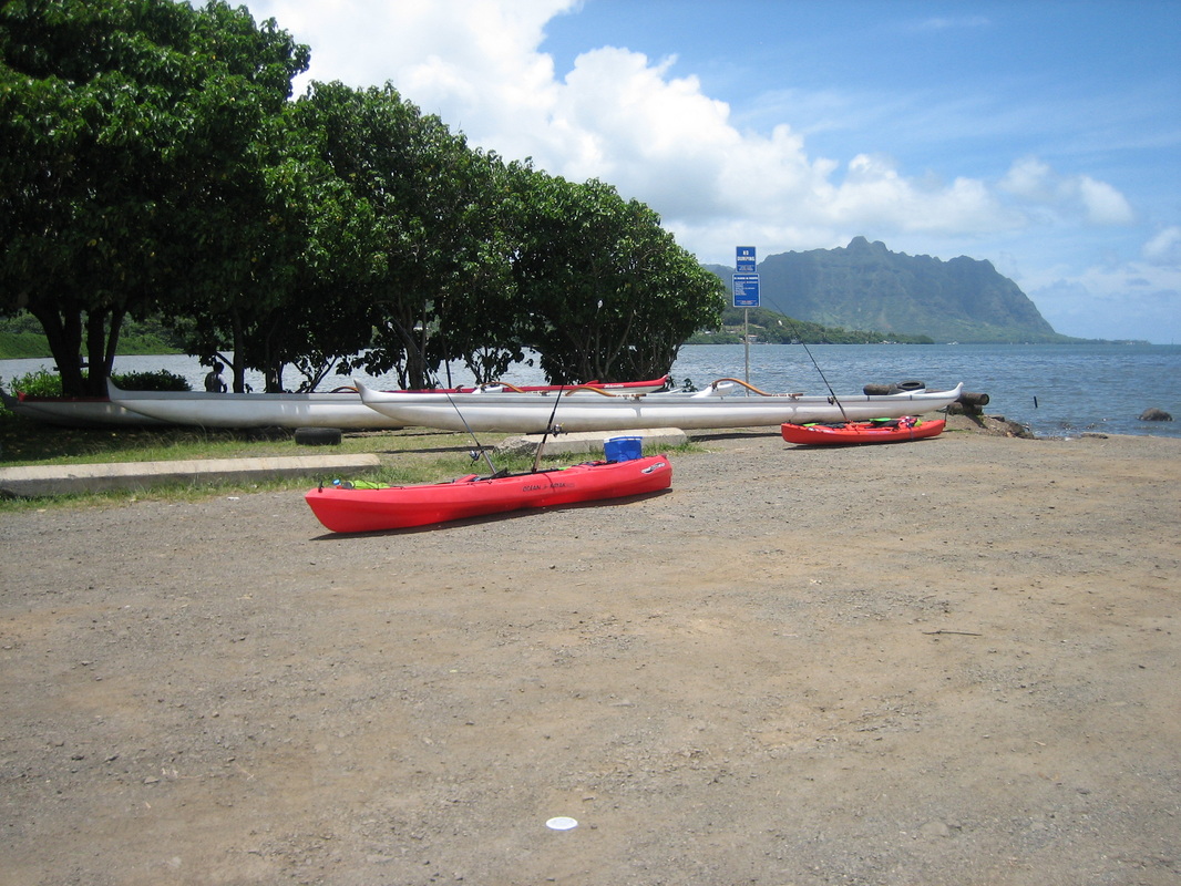 Went out on kayaks in Kaneohe Bay in Oahu. Caught only one small jack 